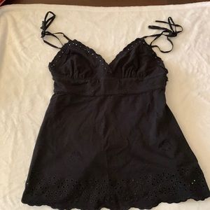 Bebe eyelet design, open back tank top
